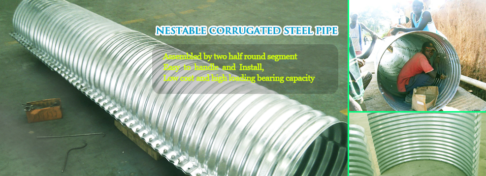 Nestable corrugated steel pipe